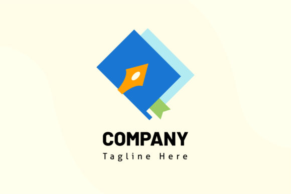Book and Pen Illustration Template Logo