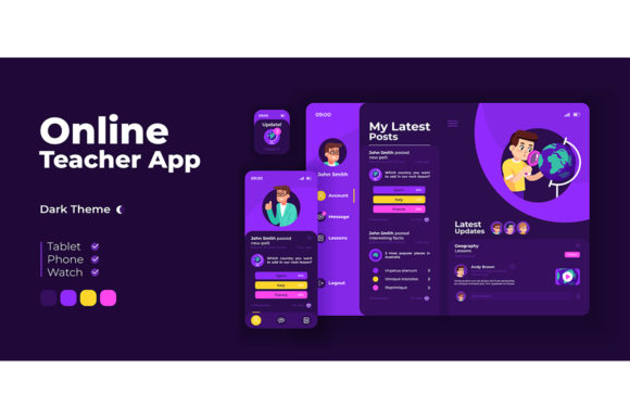 Evaluating Online Teacher App Screen Vector Design for E-Learning Interfaces