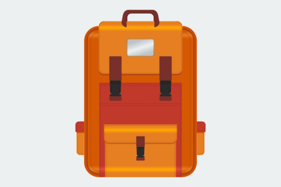 Front View Orange School Backpack Vector