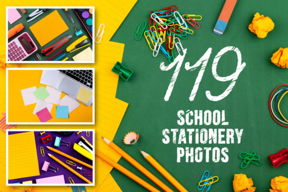 Set of 119 School Stationery Photos